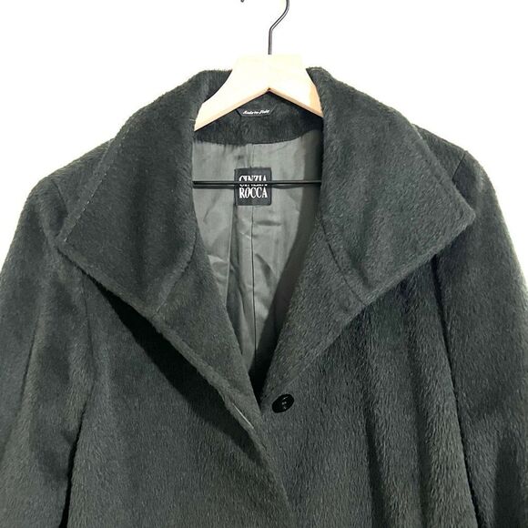 Cinzia Rocca Baby Llama Wool Dark Forest Green Coat Italian Size 10 US - Picture 5 of 14